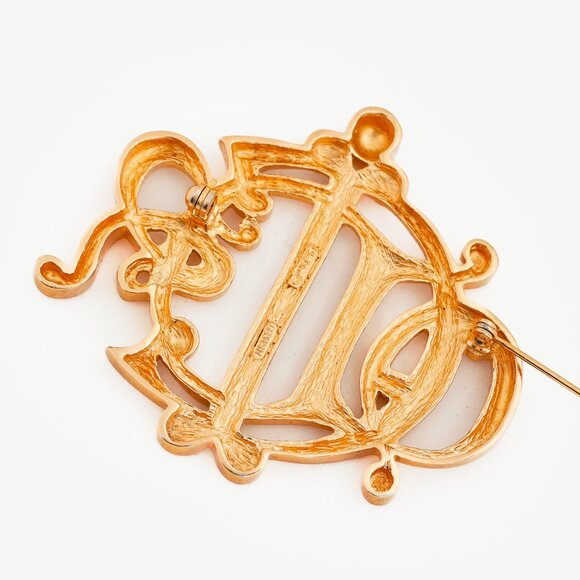 Christian Dior Vintage Gold-Tone Insignia Brooch - Picture 3 of 4